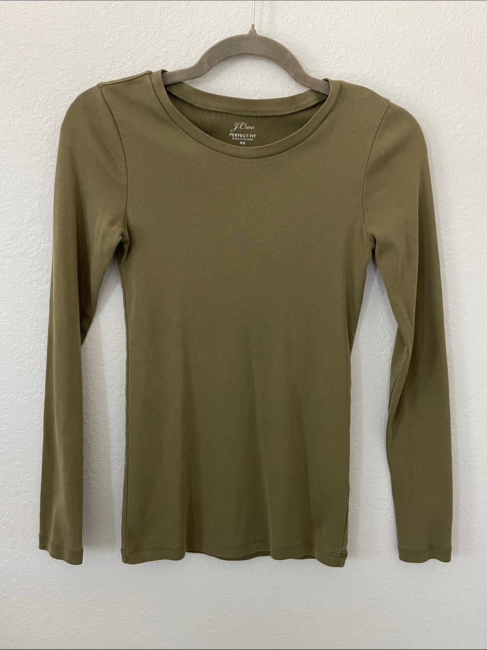 J.Crew Perfect Fit Olive Green Long Sleeve Cotton Tee Top XS